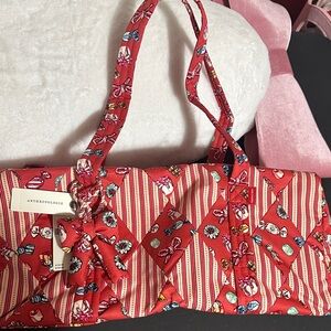 Anthropology Vera Bradley cloth tote bag with bow bag charm